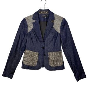 Elizabeth and James Denim Y2K Patchwork Lambswool Women’s 2 Button Blazer Sz 4